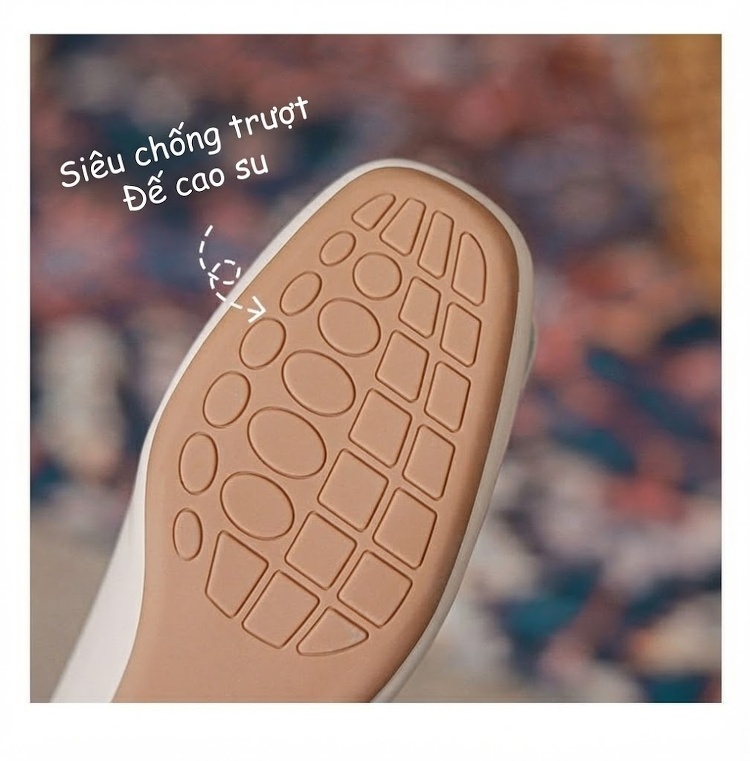 Giày Búp Bê Nữ Da Thật Phom Tiểu Thư Chiều Cao Đế Khoảng 2cm Màu Đen, Kem chi tiết 6