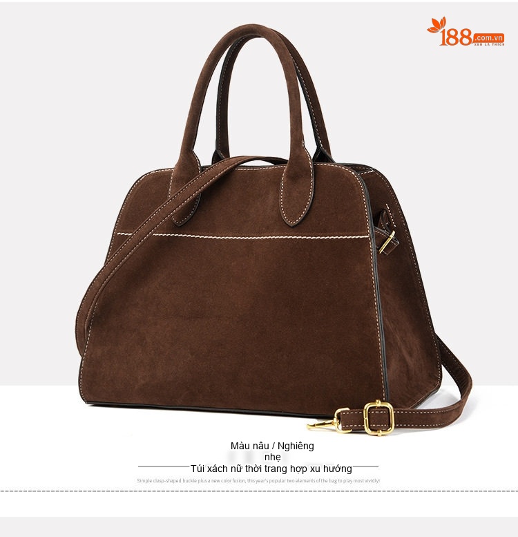 Túi Tote Nữ Da Mờ Phong Cách Retro Châu Âu, Túi Đeo Vai, Túi Xách Tay Công Sở Màu Đỏ, Nâu, Xám, Đen chi tiết 20