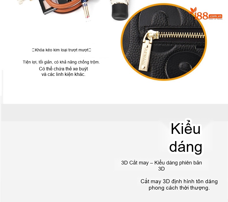 Túi Xách Tay Nữ Da Bò Thời Trang Công Sở Dung Tích Lớn Màu Đen, Nâu, Đỏ chi tiết 10