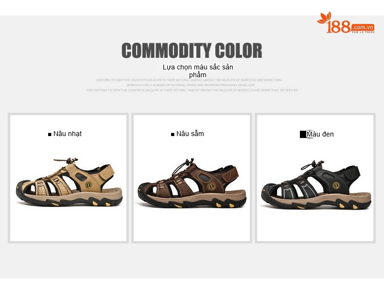 Sandal Rọ Nam Da Thật Thoáng Khí Đi Biển Chiều Cao Đế Khoảng 3cm Màu Nâu, Đen chi tiết 6