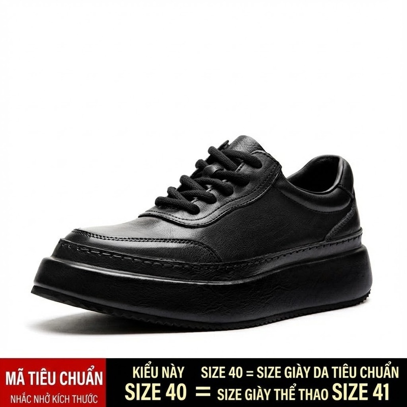 Giày Tây Buộc Dây Nam Da Bò Chiều Cao Đế Khoảng 5cm Màu Nâu, Đen