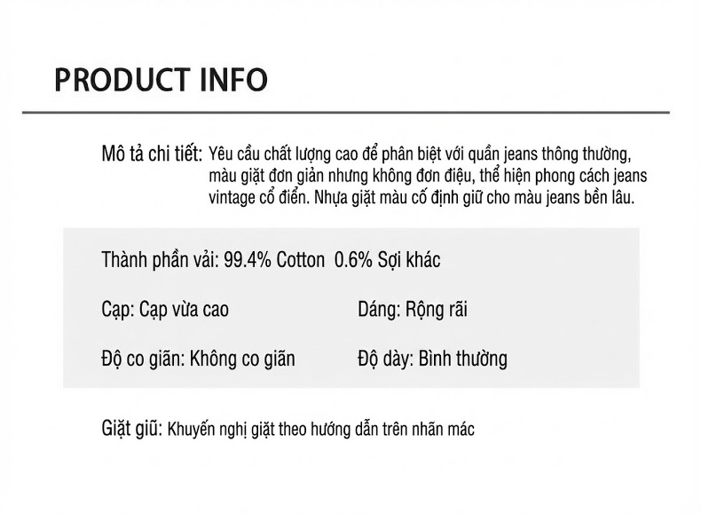 Quần Jean Nữ Ống Rộng Lưng Cao Dáng Suông Cử động Thoải Mái Màu Xanh chi tiết 2
