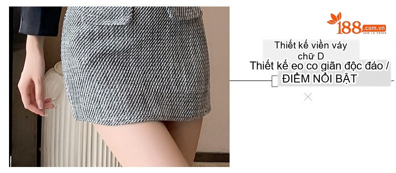 Set Áo Khoác Lửng và Chân Váy Ngắn Vải Tweed Phong Cách Tiểu Thư Màu Xám chi tiết 7
