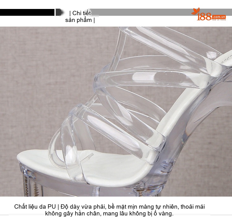 Giày Sandal Cao Gót Nữ Quai Trong Suốt Gót Cao 26cm chi tiết 3