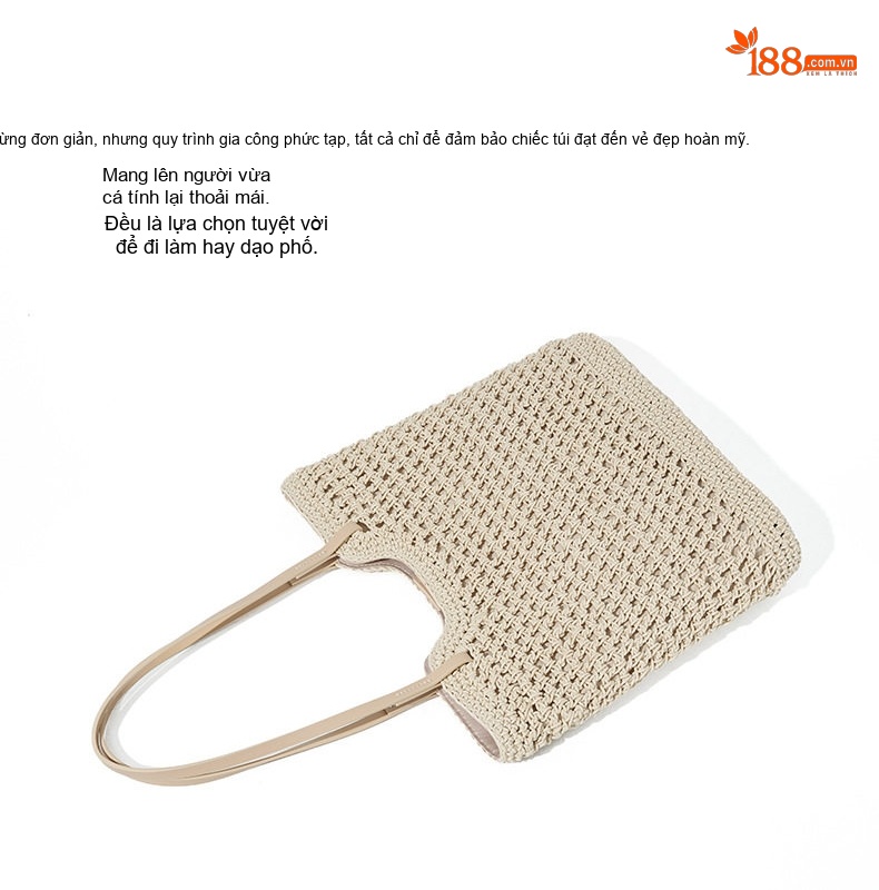 Túi Tote Nữ Đan Móc Thủ Công Lưới Lớn Đựng Đồ Đi Biển chi tiết 30