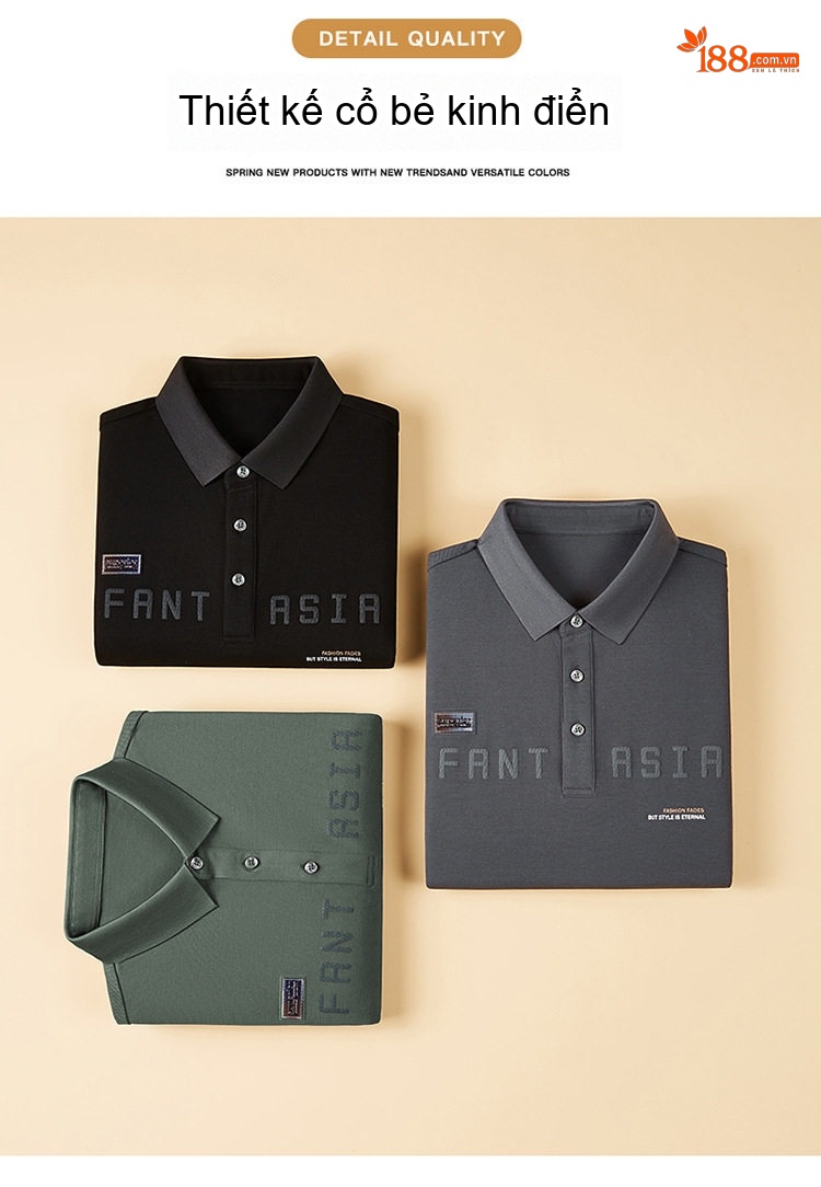 Áo Polo Nam Tay Ngắn Form Rộng In Chữ Phong Cách Casual Màu Đen, Xám, Xanh Rêu... chi tiết 5