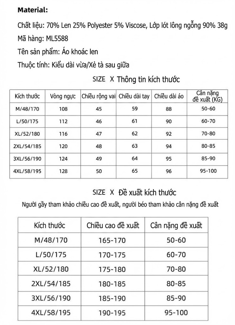 Áo Khoác Dạ Nam Lông Cừu Dáng Dài Vừa Cổ Bẻ Lót Lông Ngỗng Màu Nâu, Xám chi tiết 2