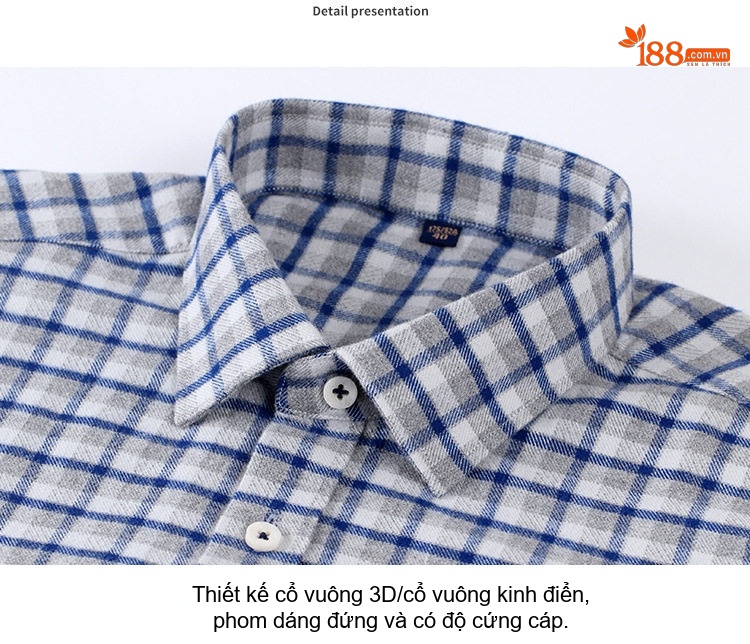 Áo Sơ Mi Tay Dài Nam Cotton Mài Lông Kẻ Caro, Kẻ Sọc Công Sở Màu Xanh, Xám, Nâu, Đỏ... chi tiết 9