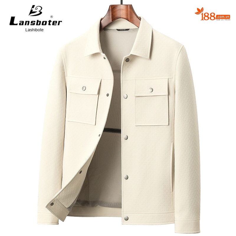 Áo Khoác Giữ Ấm Nam Cổ Bẻ Dáng Bomber Phong Cách Công Sở Màu Xanh, Trắng, Đen