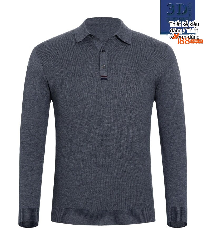 Áo Thun Polo Nam Dài Tay Dệt Kim Cashmere Phong Cách Doanh Nhân Màu Đỏ Rượu, Xám, Xanh Dương, Xanh Lá... chi tiết 4