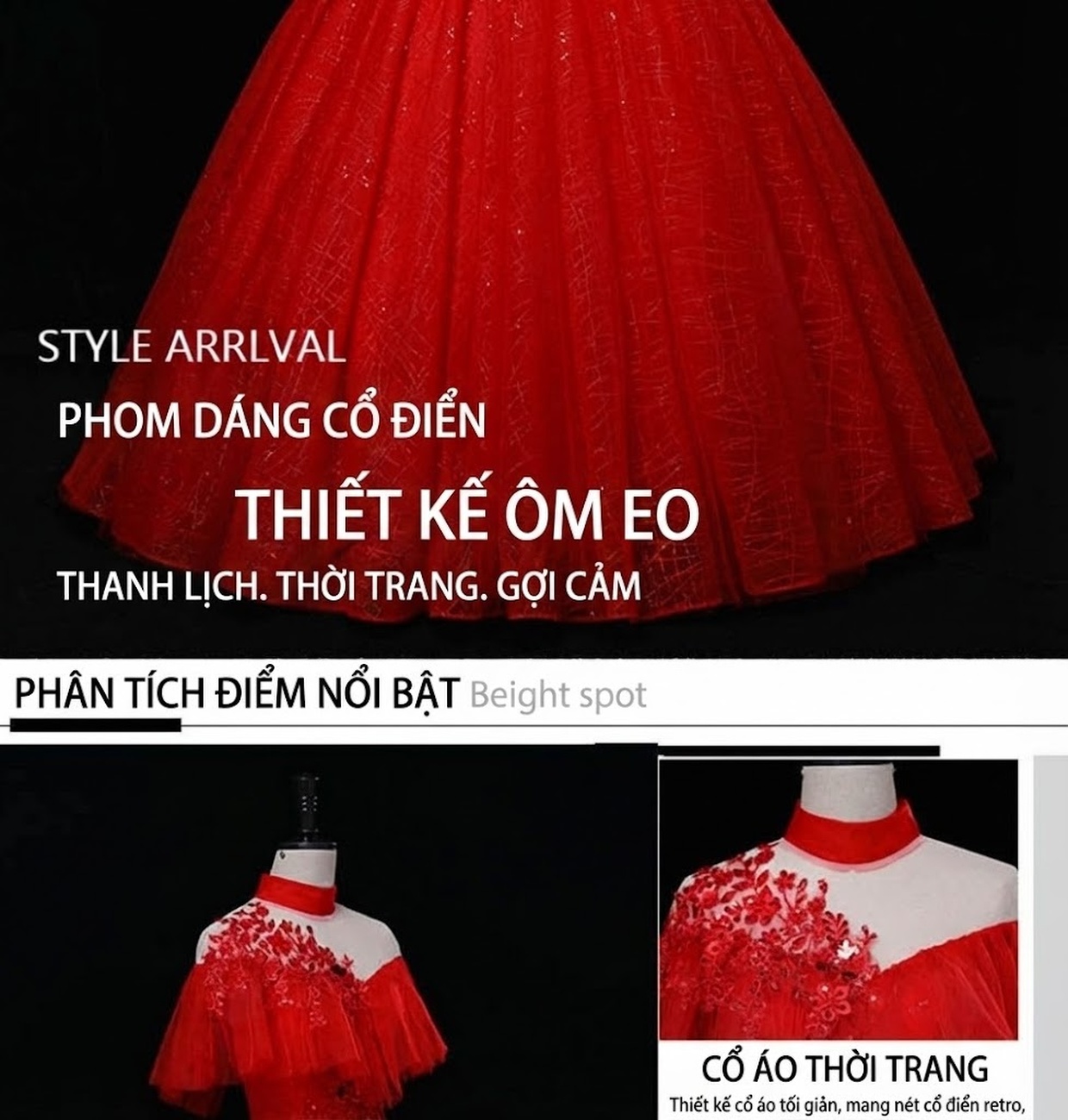 Váy Dạ Hội Nữ Tính Khí Chất Màu Sắc Cầu Vồng Bồng Bềnh Biểu Diễn Thanh Nhạc Nghệ Thuật Cổ Điển chi tiết 12