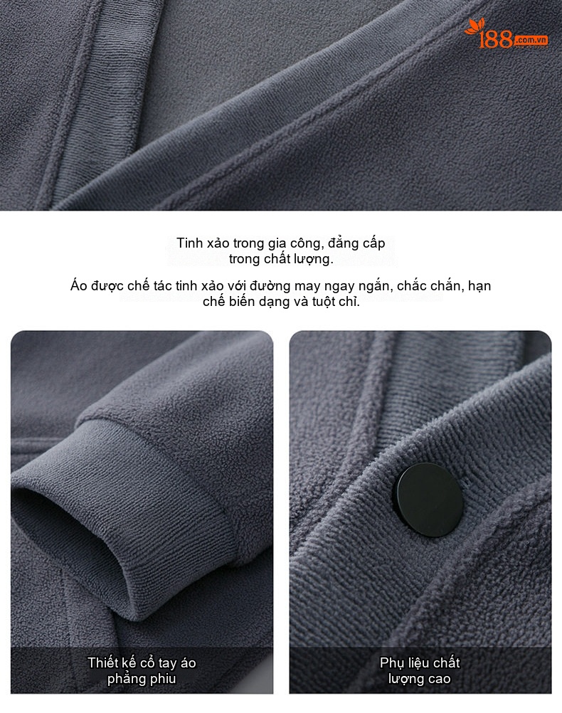 Áo Khoác Cardigan Nam Dệt Kim Lông Cừu Non Khóa Cài Túi Hộp Phong Cách Hàn Quốc Màu Xám, Nâu, Đen, Xanh... chi tiết 5