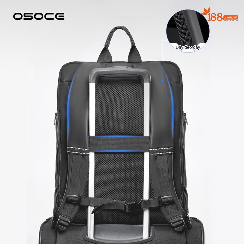 Balo Nam OSOCE Đựng Laptop 14 Inch Chống Nước Phong Cách Công Sở Màu Đen