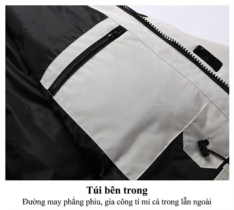 Áo Khoác Phao Nam Dáng Ngắn Có Mũ Trùm Đầu Dày Dặn Phong Cách Công Sở Màu Đen, Trắng, Đỏ, Xám chi tiết 15