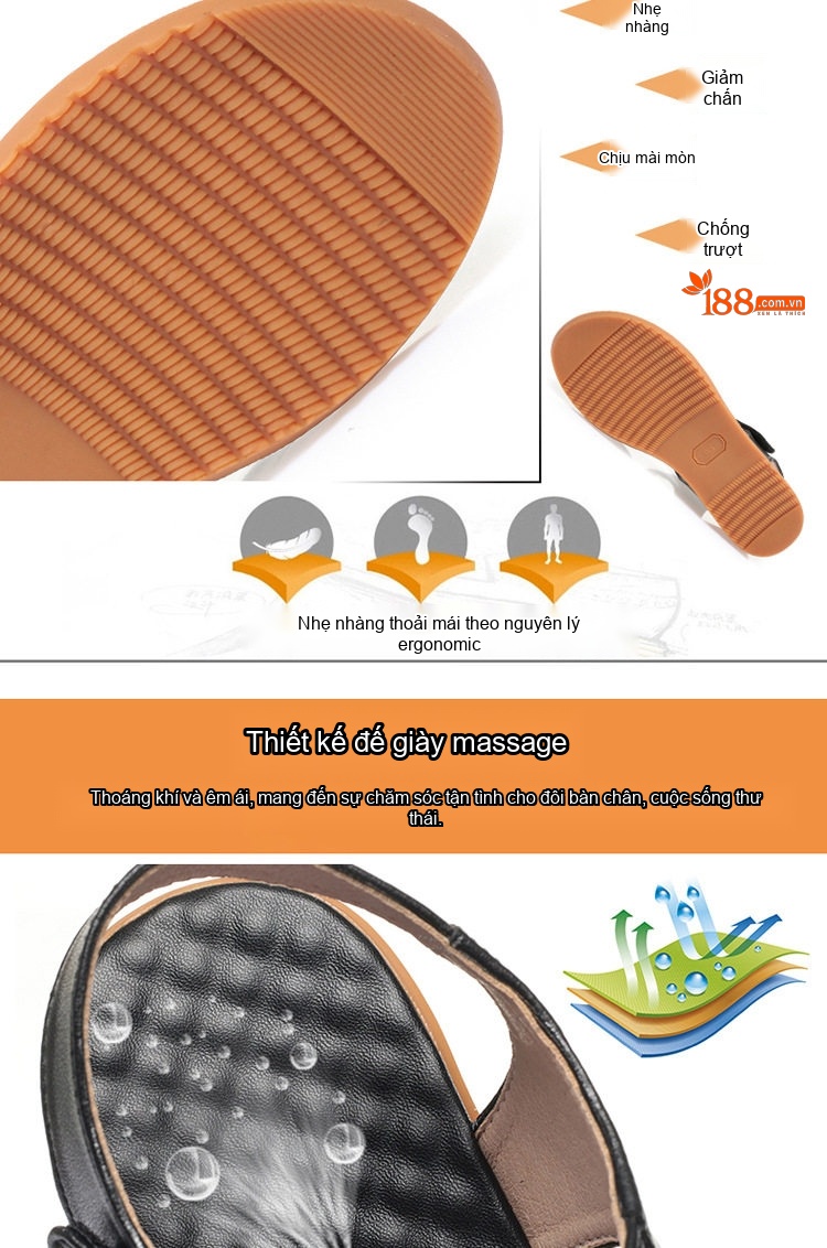 Dép Sandal Nữ Quai Chữ X Da Mềm Đế Cao 3cm - 4cm Màu Kem, Đen, Xám chi tiết 6