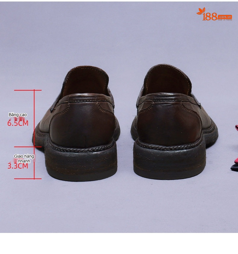 Giày Lười Nam Da Thật Thủ Công chiều cao đế khoảng 3cm phong cách Anh Màu Đen, Nâu chi tiết 21