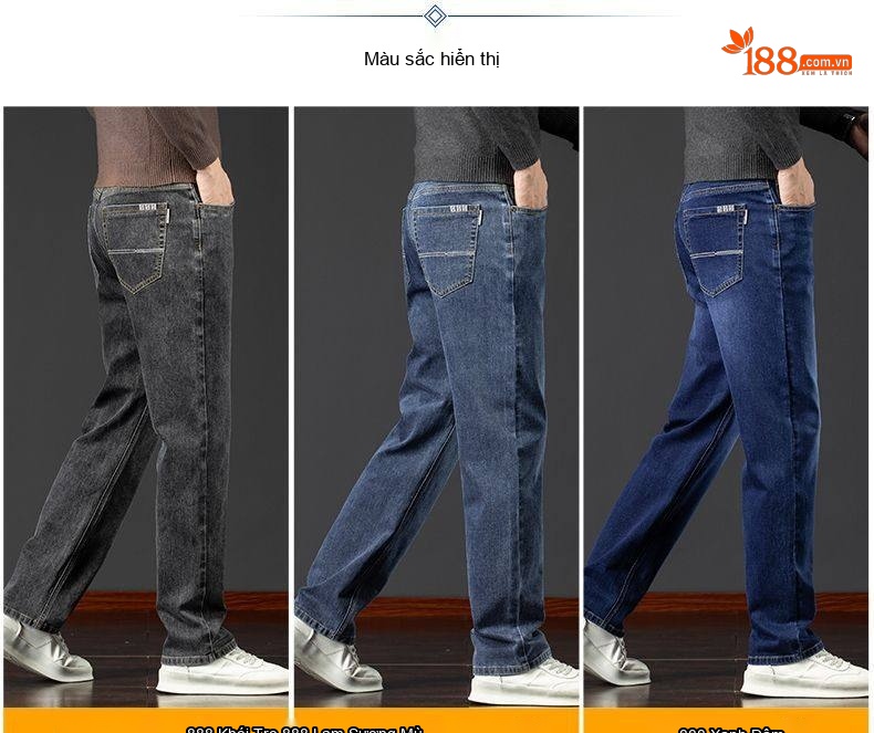 Quần Jeans Nam Ống Đứng Lưng Cao Dáng Rộng Thoải Mái Màu Xanh, Xám chi tiết 6