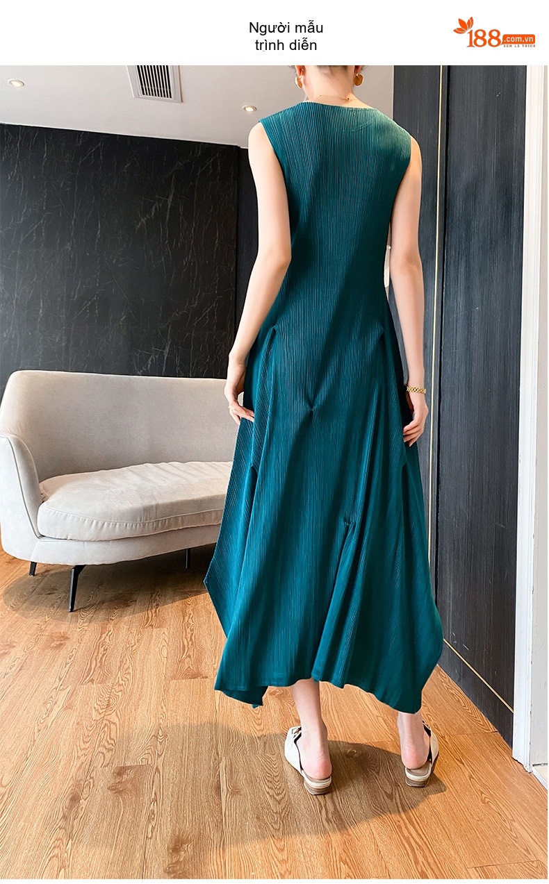 Váy Dài Nữ Pleats Xếp Ly Phong Cách Tiểu Thư Thanh Lịch Màu Hồng, Kem, Xanh Dương, Xanh Lá... chi tiết 5