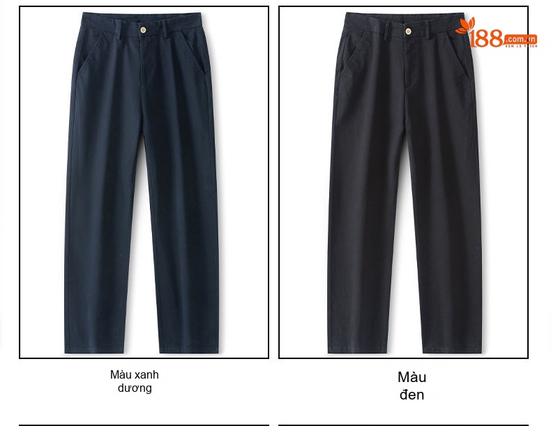 Quần Dài Nam Cotton Ống Suông Rộng Thoải Mái Lưng Cao Màu Đen, Xám, Be chi tiết 15