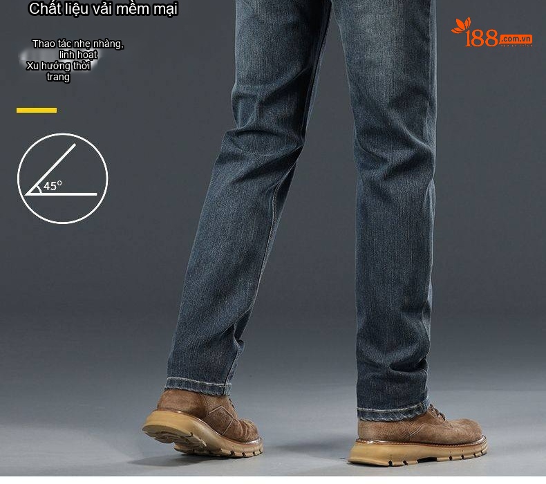 Quần Jean Nam Ống Đứng Co Giãn Thoải Mái Dáng Suông Màu Xanh Denim chi tiết 43