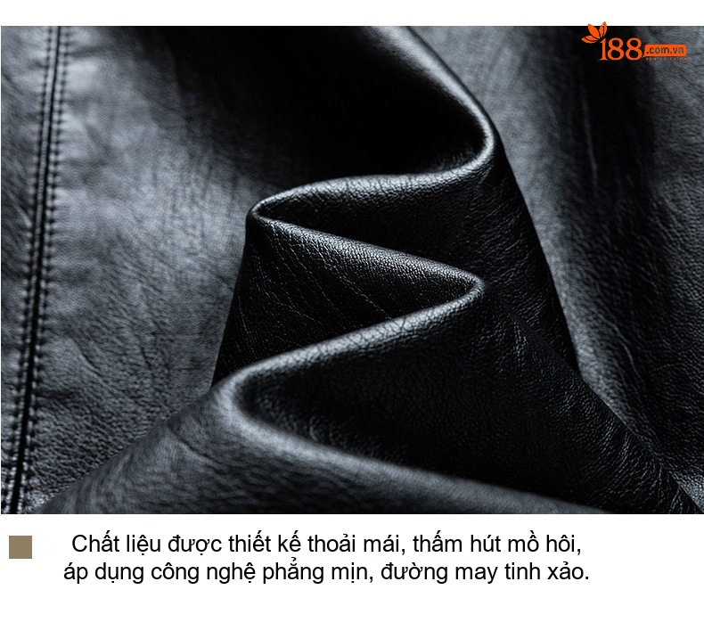 Áo Khoác Da PU Nam Dáng Motor Phong Cách Trẻ Trung Màu Đỏ Rượu, Đen, Nâu chi tiết 18