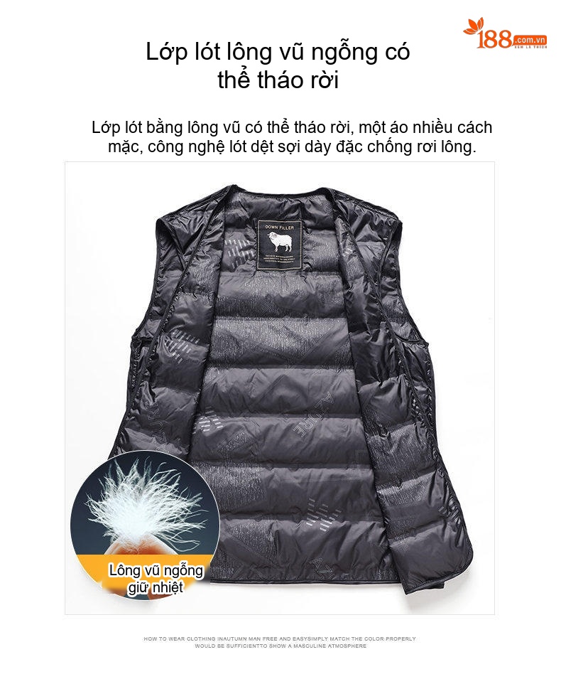 Áo Khoác Dạ Nam Dáng Dài Lót Lông Vũ Cao Cấp Cổ Bẻ Màu Xám chi tiết 6