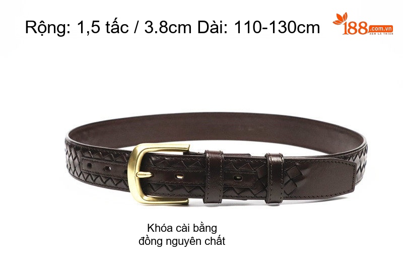 Thắt Lưng Nam Da Bò Đầu Khóa Kim Dệt Thủ Công Phong Cách Retro Màu Đen, Nâu, Đỏ chi tiết 20