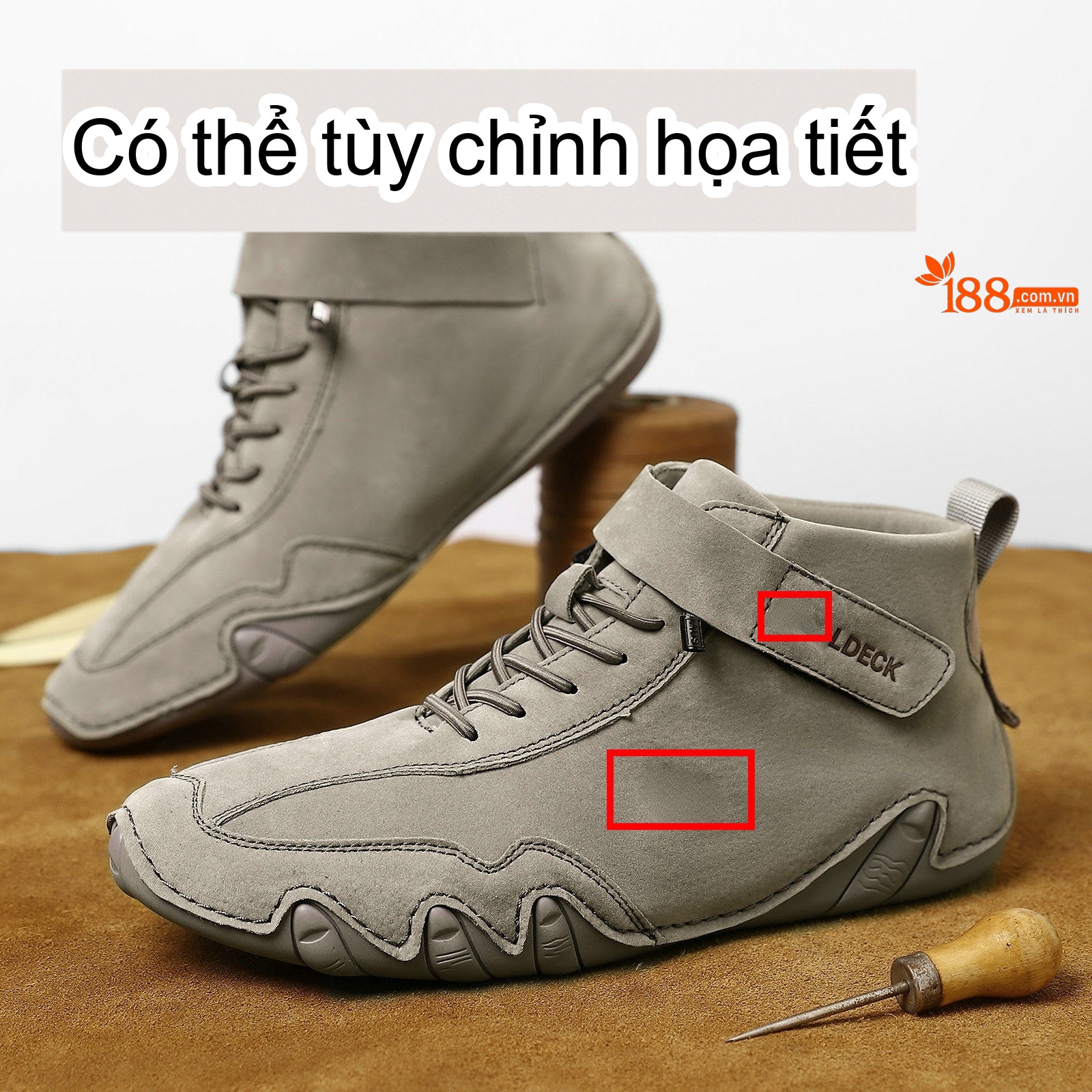 Giày Boot Martin Nam Cổ Cao Dây Buộc Da Mờ Phong Cách Thể Thao Chiều Cao Đế Khoảng 3cm Màu Be, Xám chi tiết 1