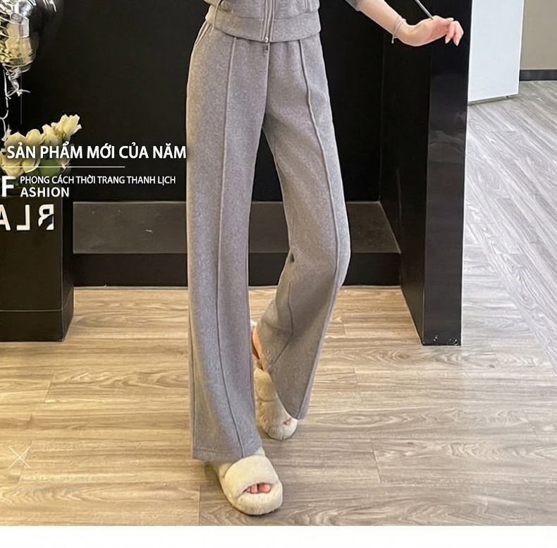 Set Bộ Quần Áo Nữ Dáng Rộng Có Mũ Trùm Đầu Lót Lông Dày Dặn Phong Cách Hàn Quốc Màu Kem, Hồng, Xám, Nâu... chi tiết 1