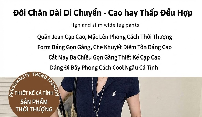 Quần Jean Nữ Ống Loe Rộng Lưng Cao Dáng Suông Màu Trắng Kem chi tiết 3