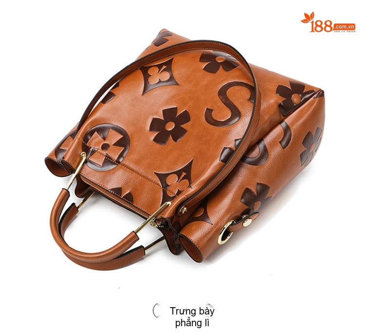 Túi Xách Nữ Da Bóng Đeo Vai Đựng Đồ Dung Tích Lớn Phong Cách Retro Màu Nâu, Tím chi tiết 23