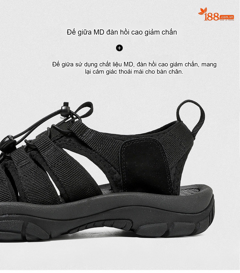 Dép Sandal Nam Bít Mũi Đi Biển Đế Dày Thoáng Khí Đế Cao 3cm chi tiết 8