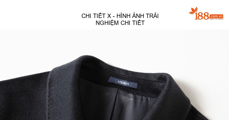 Áo Khoác Dạ Nam Dáng Dài Cổ Bẻ Chất Liệu Lông Dê Màu Đen chi tiết 10