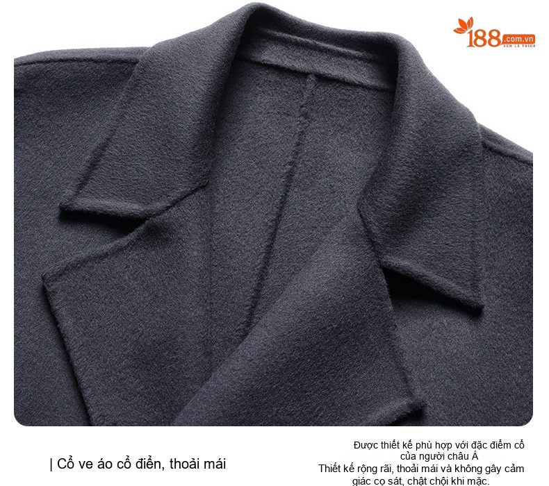 Áo Khoác Dạ Nam Dáng Dài Tay Raglan Hai Hàng Khuy Màu Nâu, Xám Đậm, Đen chi tiết 12
