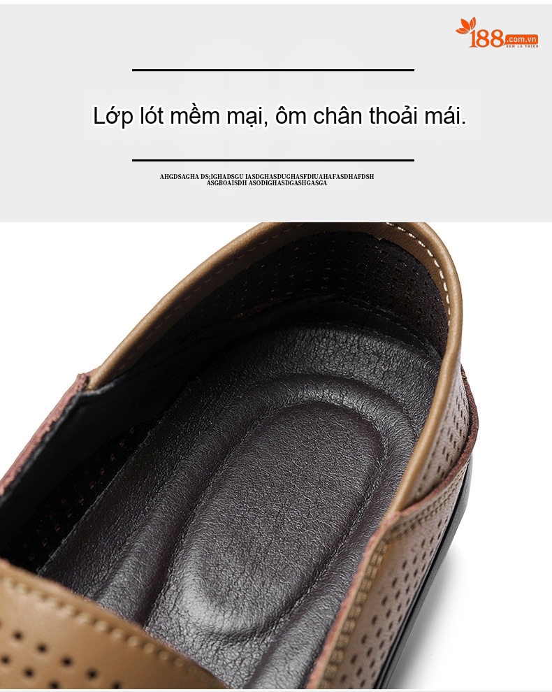 Giày Lười Nam Da Thật Thoáng Khí Chiều Cao Đế Khoảng 3cm Màu Đen, Nâu chi tiết 11