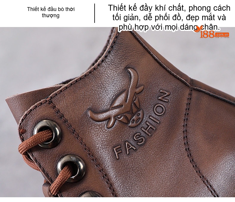 Boot Nữ Da Bò Cổ Cao Phong Cách Anh Quốc Chiều Cao Đế Khoảng 5cm Màu Nâu, Đen chi tiết 7