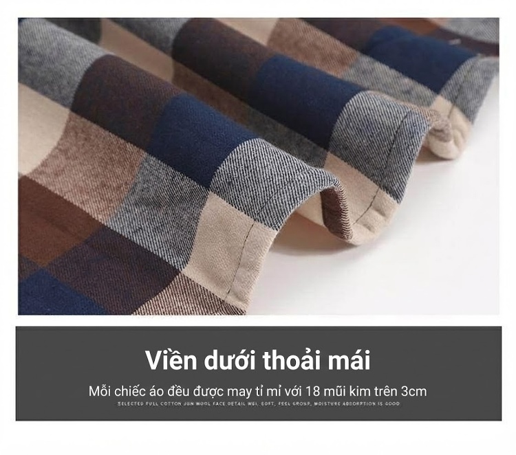 Áo Sơ Mi Nam Cotton Dài Tay Lót Lông Cổ Điển Chống Nhăn Màu Xanh Navy, Xám, Đỏ, Xanh Lá... chi tiết 10