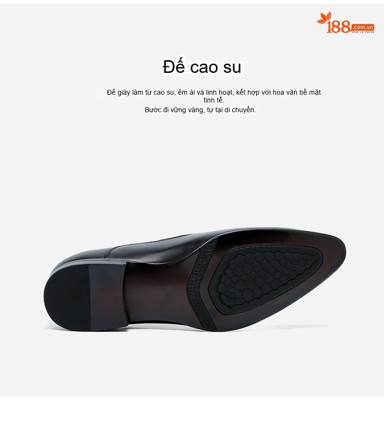 Giày Lười Nam Da Bò Chiều Cao Đế Khoảng 3cm Màu Đen, Nâu, Đỏ Rượu chi tiết 12