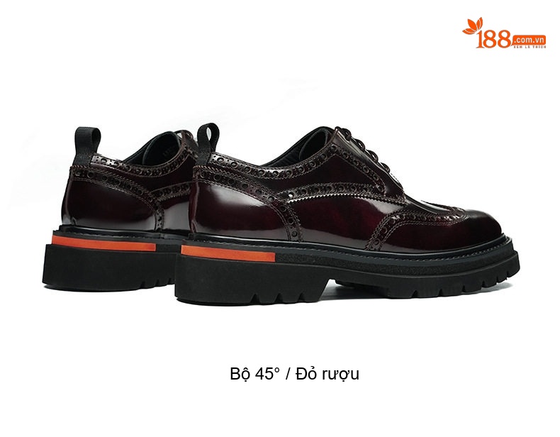 Giày Tây Buộc Dây Nam Da Bò Thật Brogue Chiều Cao Đế Khoảng 4cm Màu Đen, Đỏ Rượu chi tiết 15