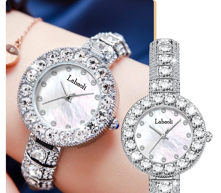 Đồng Hồ Nữ Đính Đá Quartz Mặt Tròn Phong Cách Retro Màu Đỏ, Vàng, Bạc chi tiết 10