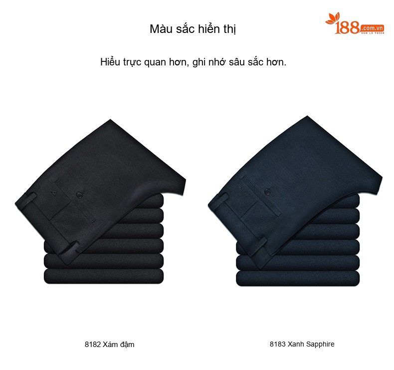 Quần Âu Nam Wool Dáng Suông Chống Nhăn Không Cần Là Màu Đen, Xanh Navy chi tiết 6
