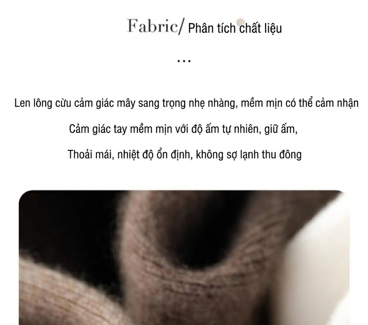 Quần Ống Rộng Nữ Lưng Thun Dệt Kim Chất Liệu Lông Cừu Màu Nâu, Be, Trắng, Đen chi tiết 7
