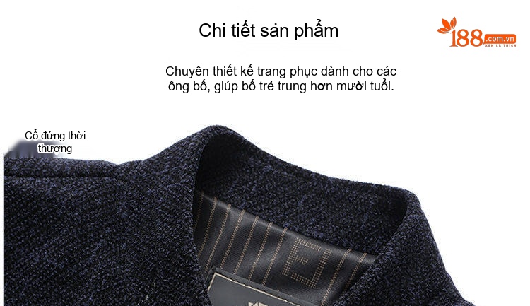 Áo Khoác Bố Cúc Trung Niên Nam Mùa Thu Chất Liệu Tuyết Ni Nhẹ Nhàng Màu Đen chi tiết 27