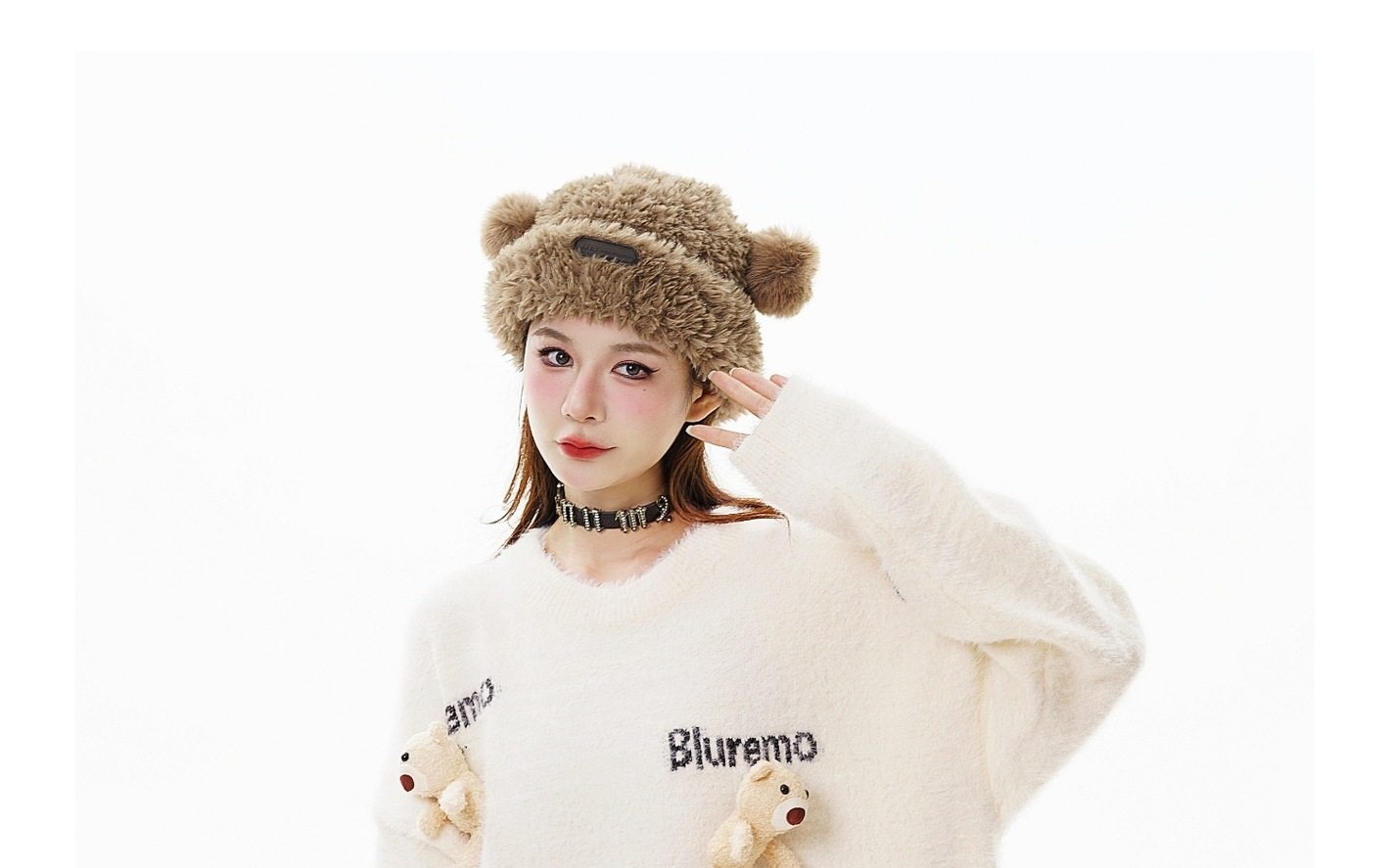 Áo Sweater Nữ Dệt Kim Hình Gấu Hoạt Hình Thêu Chữ Phong Cách Trẻ Trung Màu Đen, Nâu, Hồng, Trắng... chi tiết 19