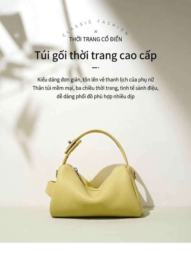 Túi Xách Nữ Da Mềm Mini Kiểu Hàn Quốc Đeo Vai, Đeo Chéo Màu Vàng, Xanh Dương, Nâu chi tiết 1