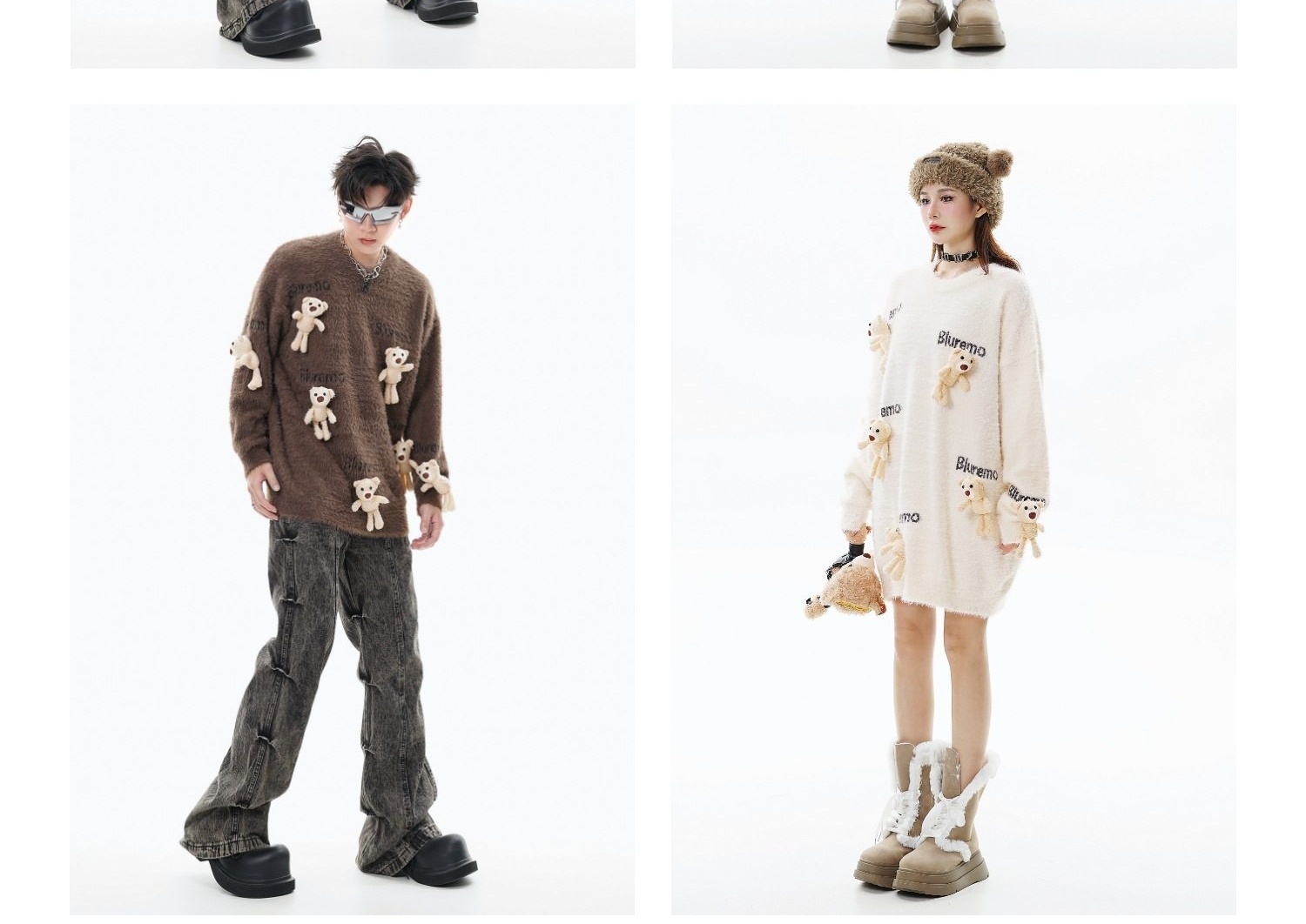 Áo Sweater Nữ Dệt Kim Hình Gấu Hoạt Hình Thêu Chữ Phong Cách Trẻ Trung Màu Đen, Nâu, Hồng, Trắng... chi tiết 26