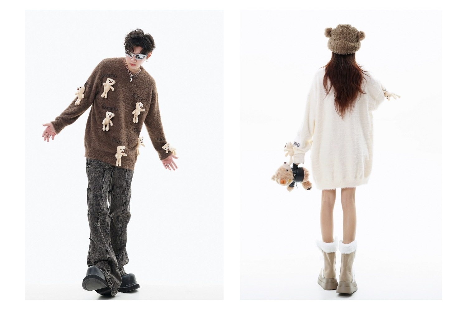 Áo Sweater Nữ Dệt Kim Hình Gấu Hoạt Hình Thêu Chữ Phong Cách Trẻ Trung Màu Đen, Nâu, Hồng, Trắng... chi tiết 27
