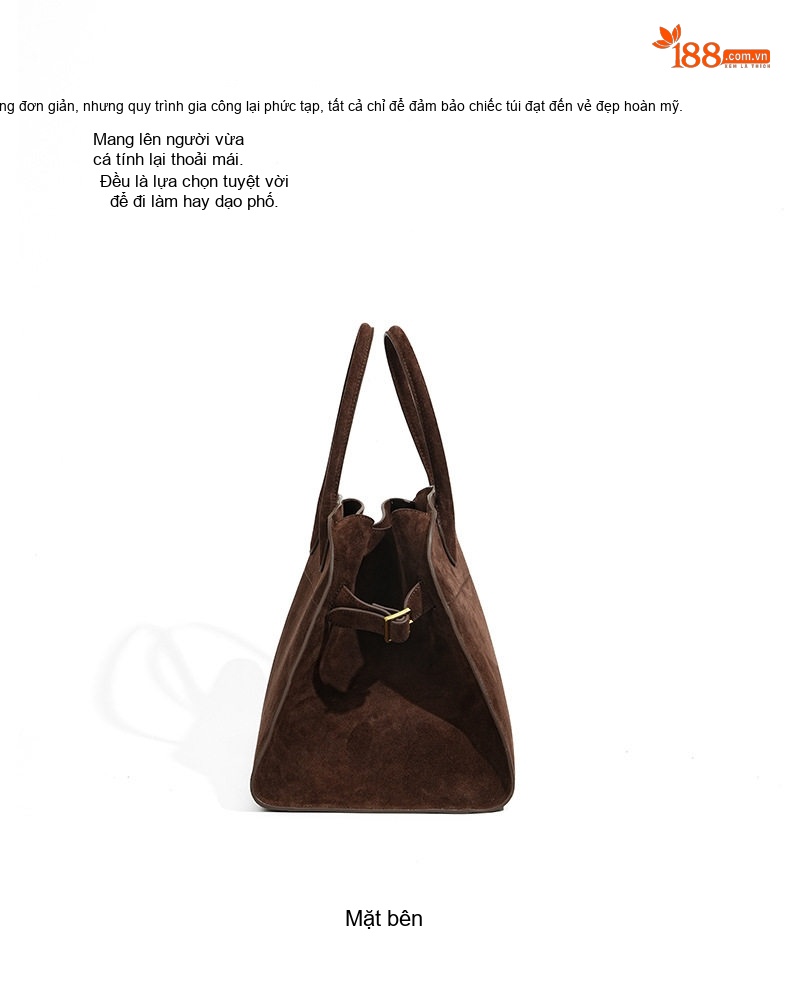 Túi Tote Nữ Da Bò Mờ Cao Cấp Quai Xách Tay Đeo Chéo Phong Cách Vintage Màu Nâu chi tiết 25