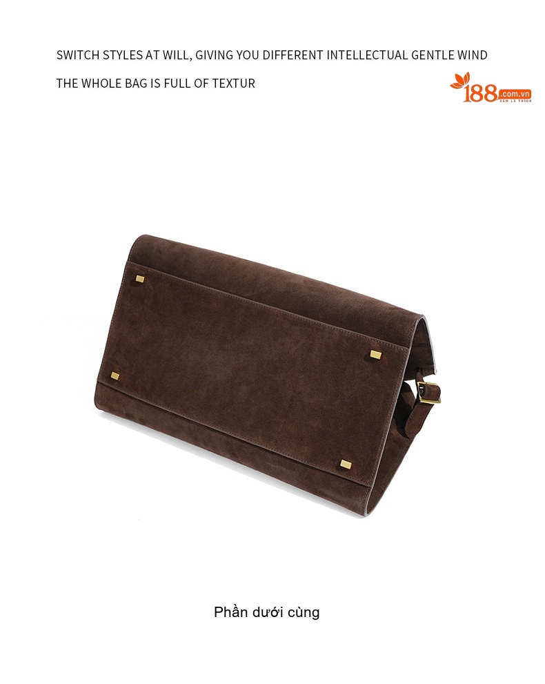 Túi Tote Nữ Da Bò Mờ Cao Cấp Quai Xách Tay Đeo Chéo Phong Cách Vintage Màu Nâu chi tiết 26