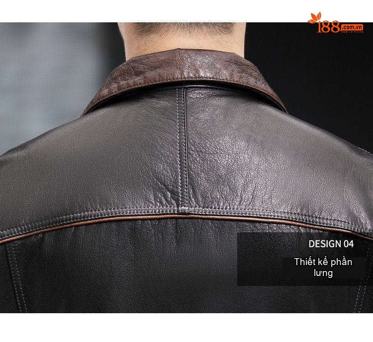 Áo Khoác Da Thật Nam Da Bò Dáng Bomber Cổ Lật Hải Ninh Màu Đen, Nâu chi tiết 19